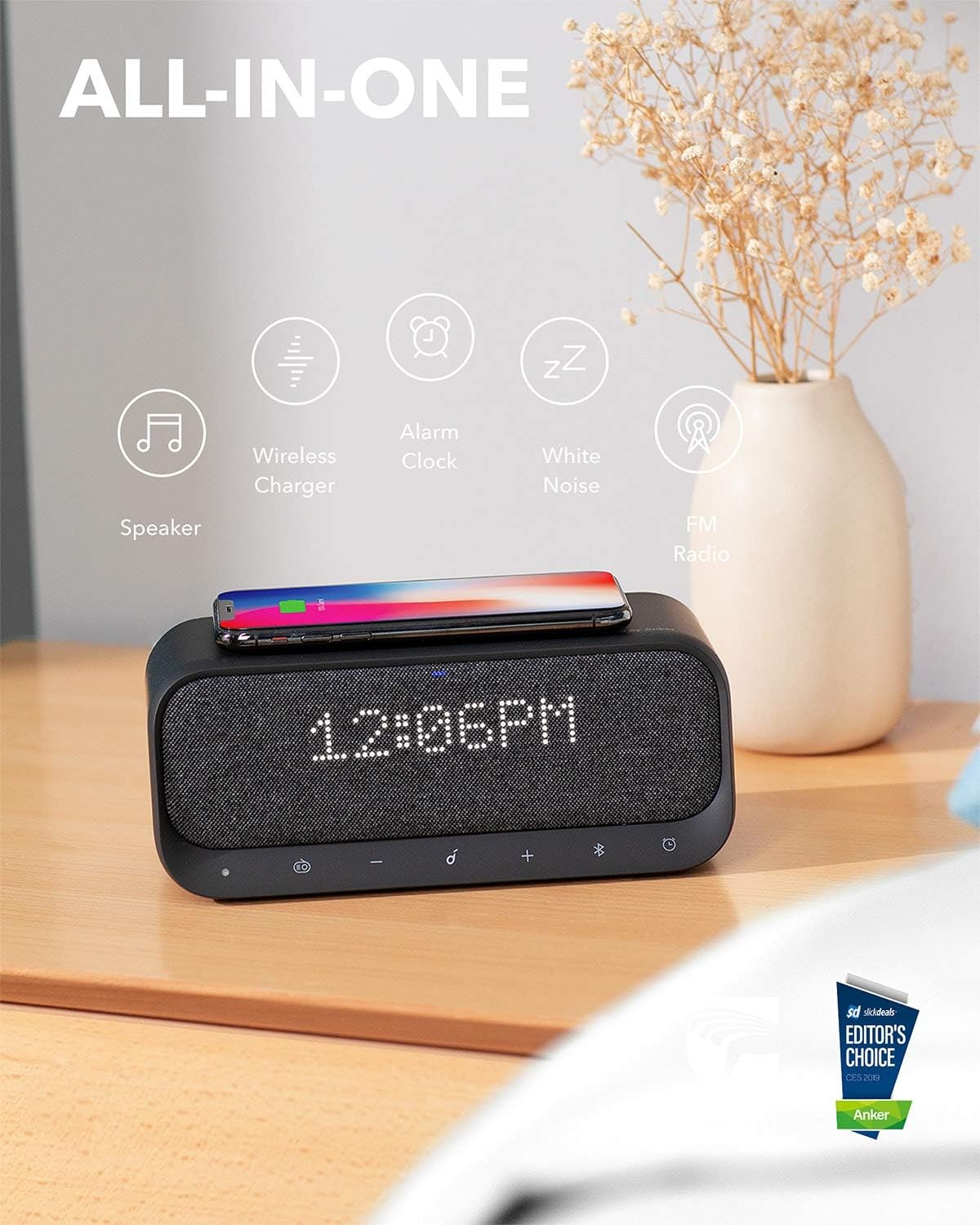 Anker Soundcore Wakey Bluetooth Speakers with Alarm - White Anker Soundcore Wakey Bluetooth Speakers with Alarm - White